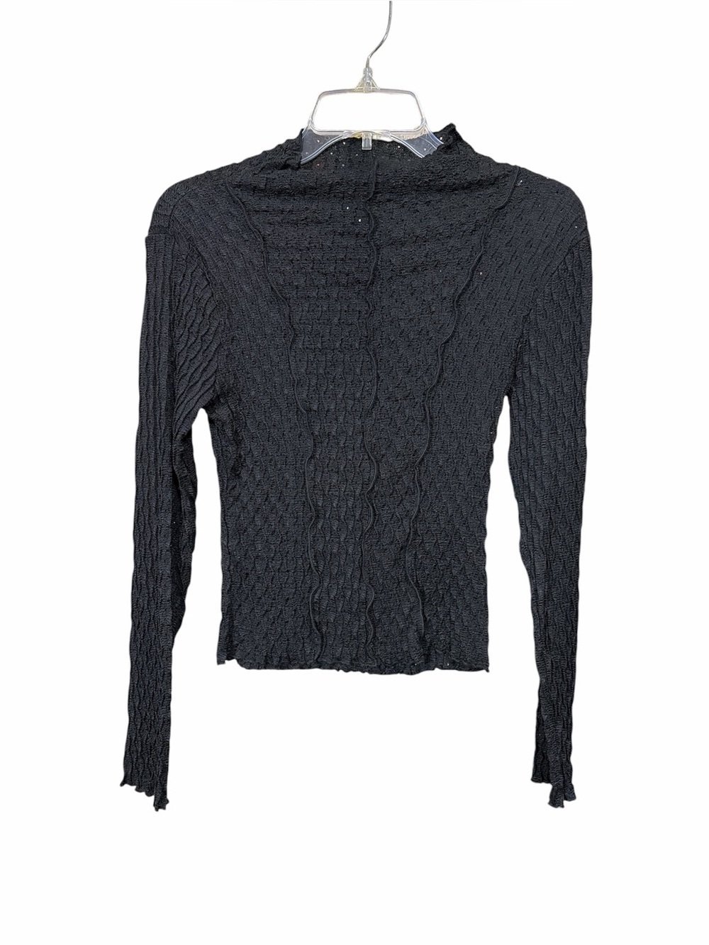 Black Cable Knit Long Sleeve Top